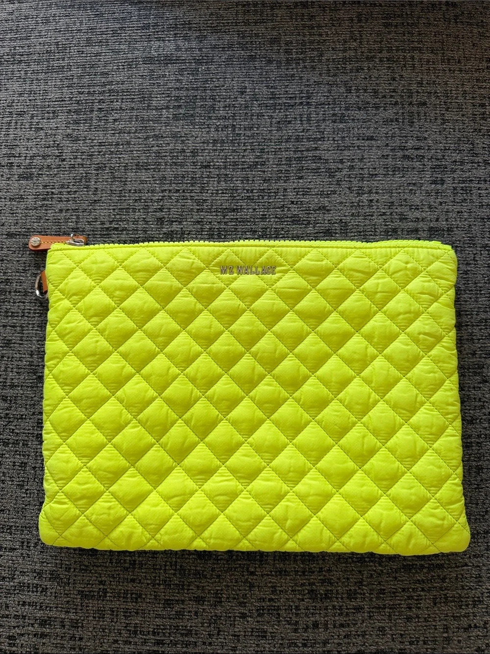 Mz Wallace Neon Yellow Quilted Zip Clutch